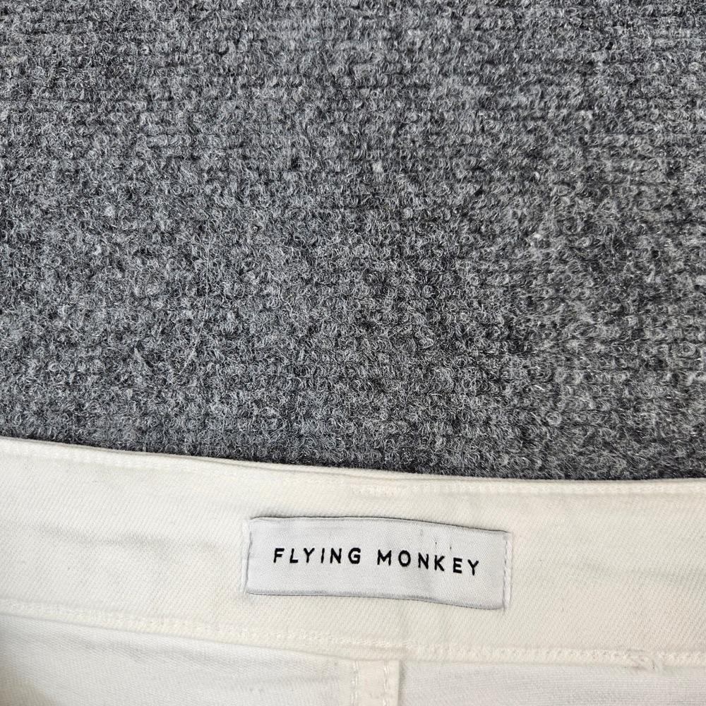 Flying Monkey White Flare Leg Jeans High Rise Raw Hem Distressed Size 29 F5245WH - Picture 3 of 11